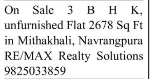 🏡 FOR SALE – 3 BHK Unfurnished Flat
