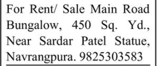 🏡 FOR SALE / RENT | Main Road Bungalow – Navrangpura