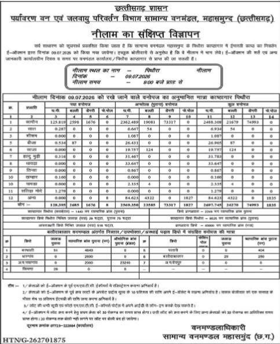 🌳 Forest Department Auction Notice