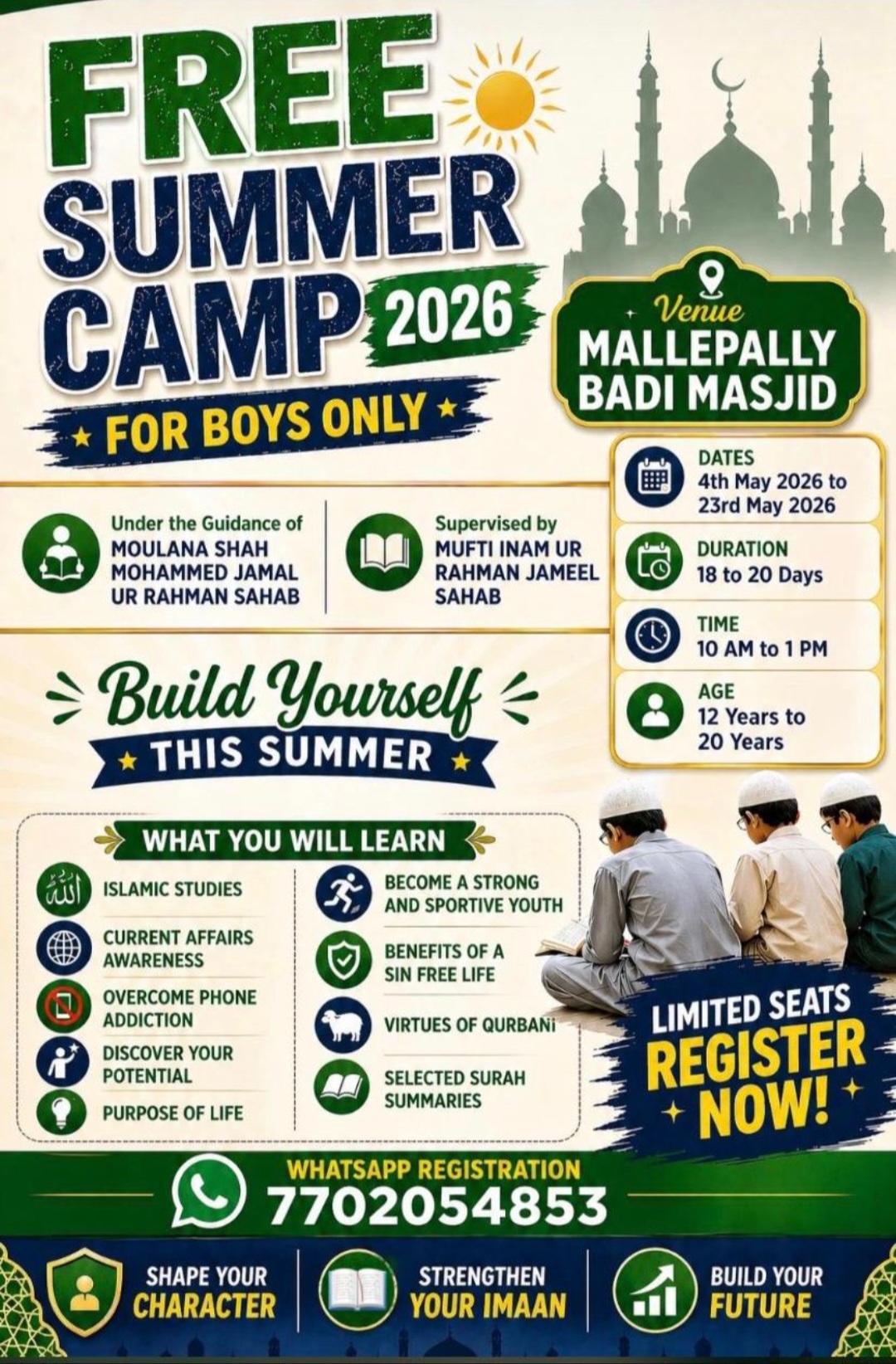 🌞 FREE Summer Camp 2026 – For Boys Only!