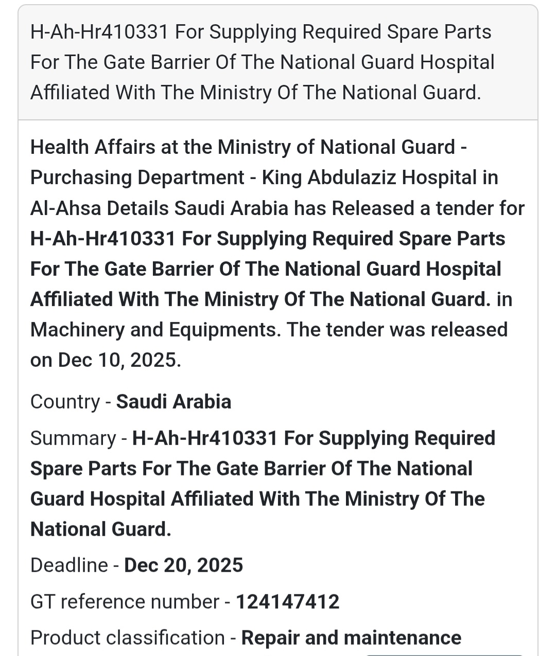 🚧 Gate Barrier Spare Parts Supply (H-Ah-Hr410331)