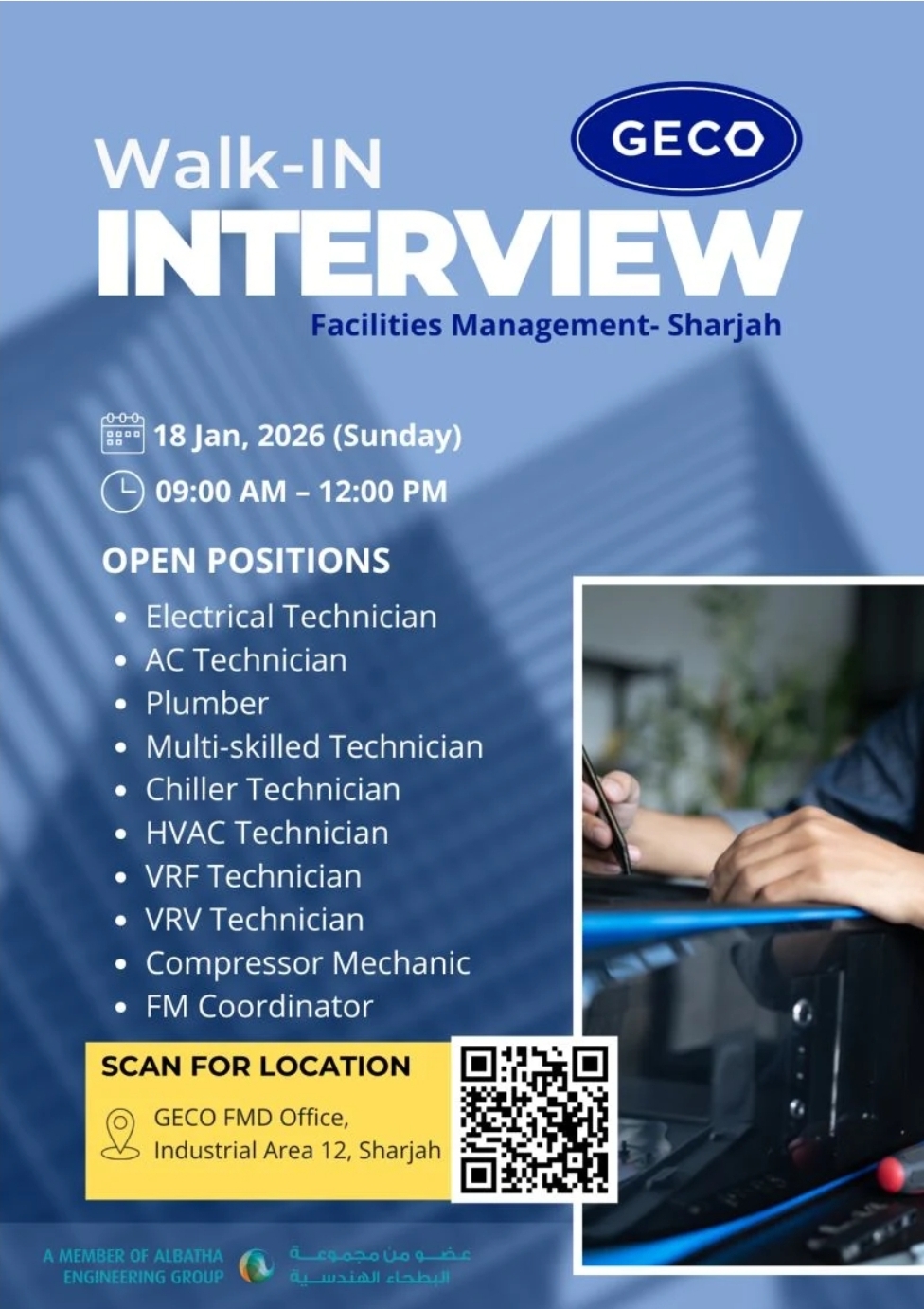 ❄️ GECO M&E Walk-In Interview – Sharjah