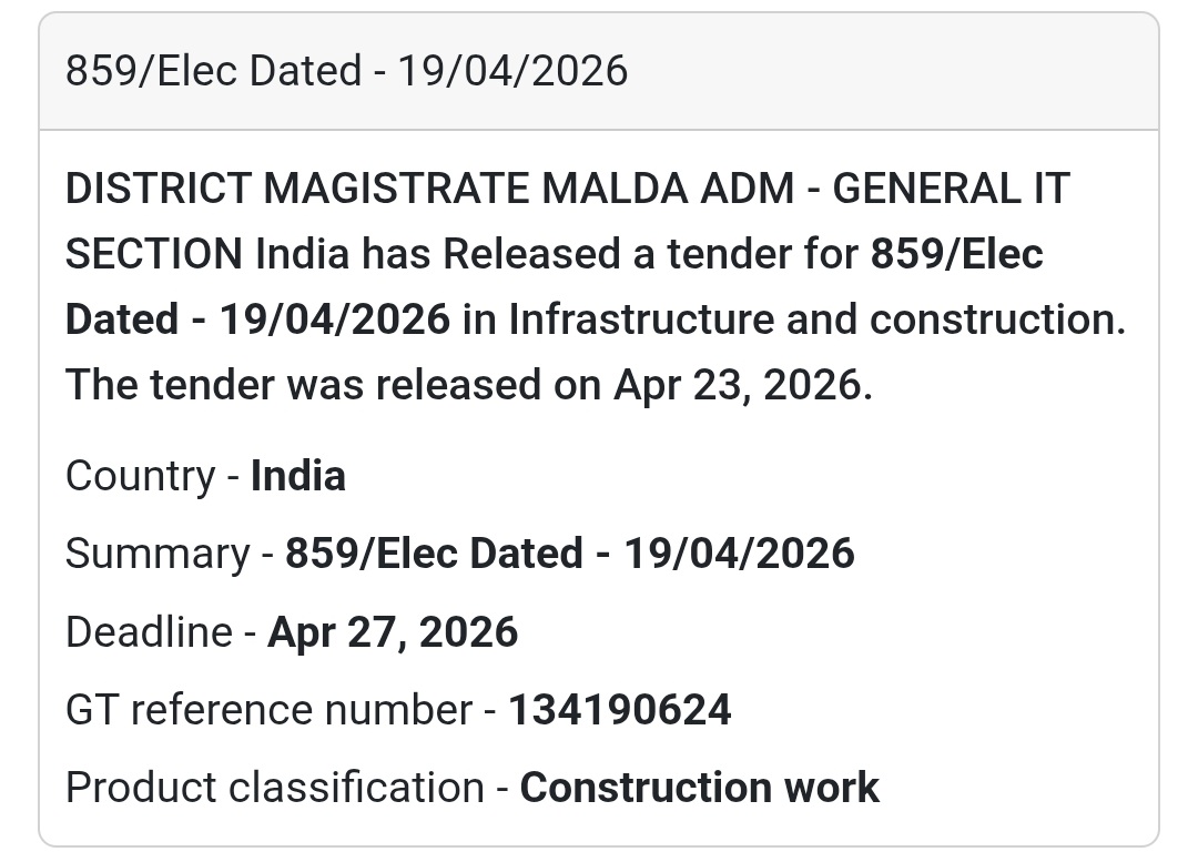 🏗️ General Construction Tender – Malda