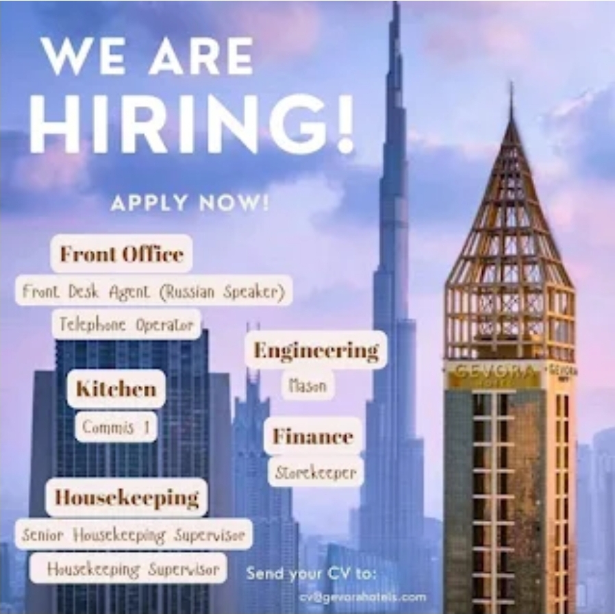 🏨✨ GEVORA Hotel Dubai – Now Hiring! 🇦🇪