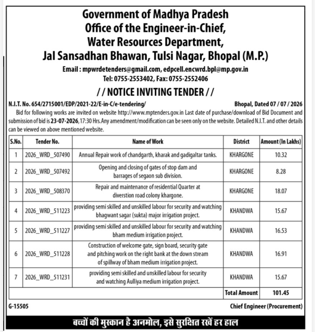 🏗️ Government Tender – Water Resources Department