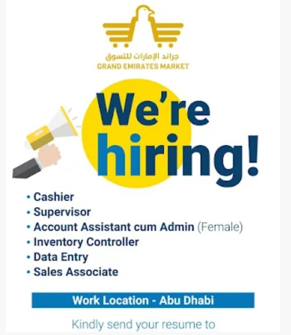 🚨 Grand Emirates Market – Abu Dhabi is Hiring Now! 🚨