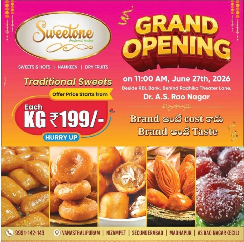 📢 Grand Opening – Sweetone Sweets & Hots