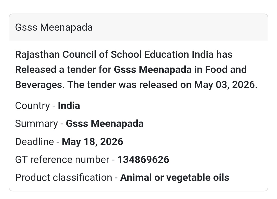 🛢️ GSSS Meenapada – Food Supply Tender