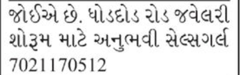💼 Gujarati Classified Advertisements🏭 Salesman Required – Plywood Road