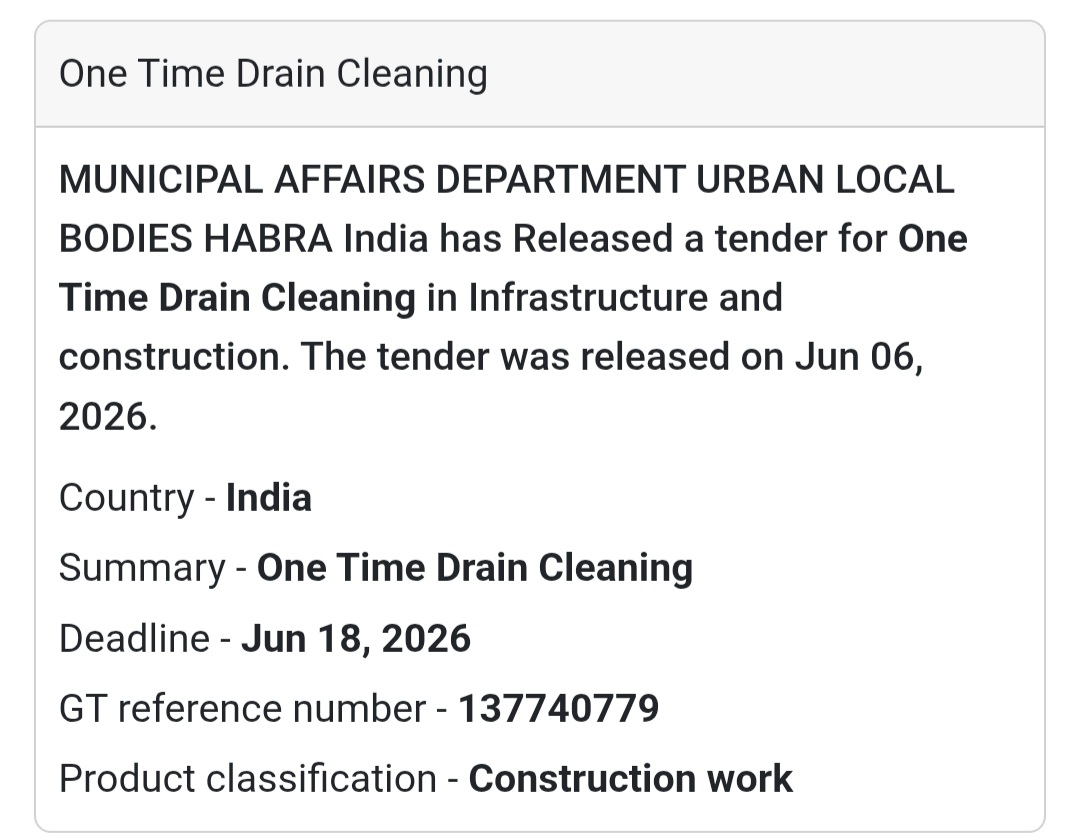 🧹 Habra, West Bengal | One-Time Drain Cleaning Work