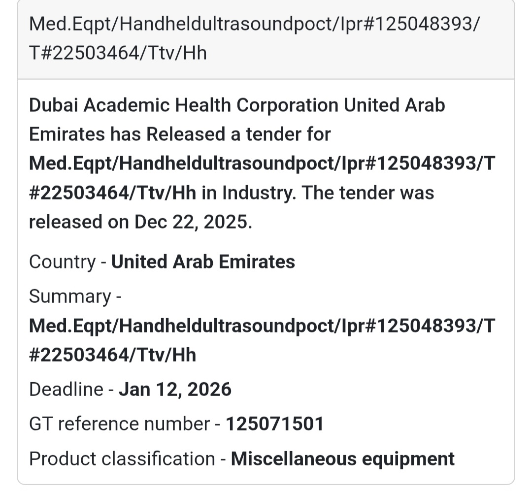 🩺 Handheld Ultrasound POCT Tender – UAE