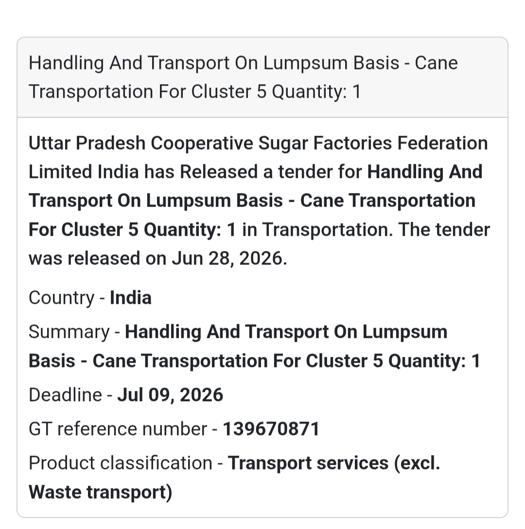 🚛 Handling & Transport of Sugarcane – Cluster 5 | India 🇮🇳