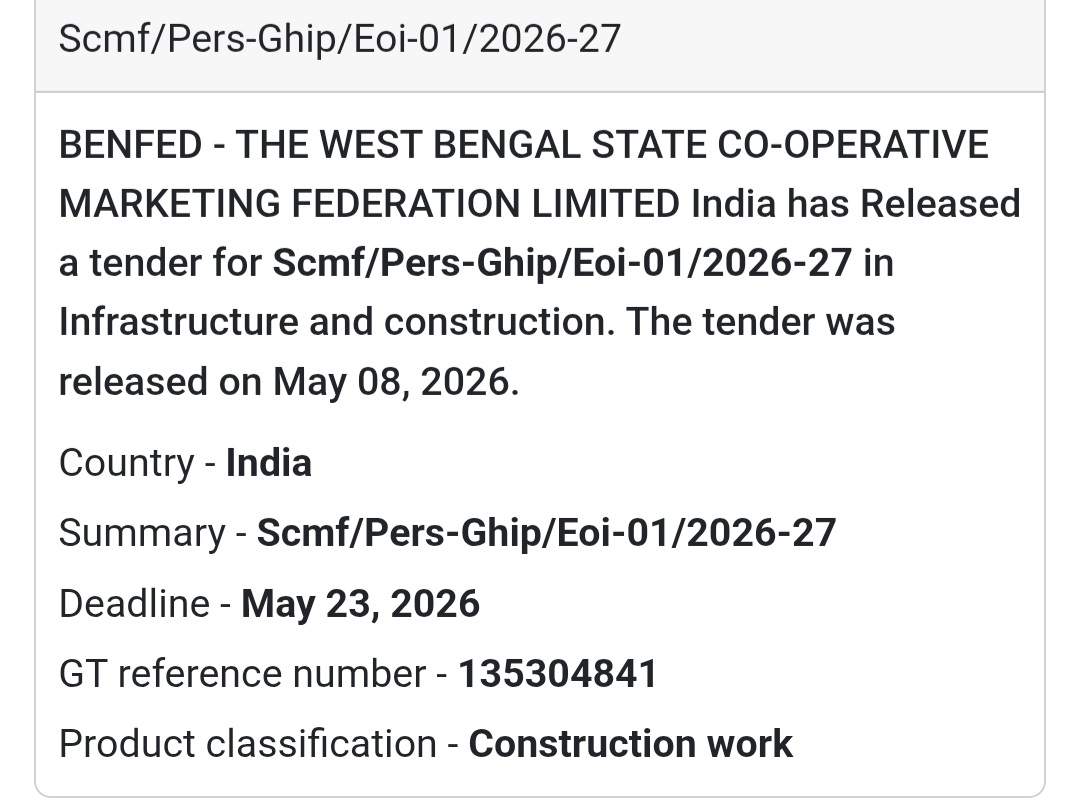 🏢 Heading: BENFED Infrastructure Tender Notice
