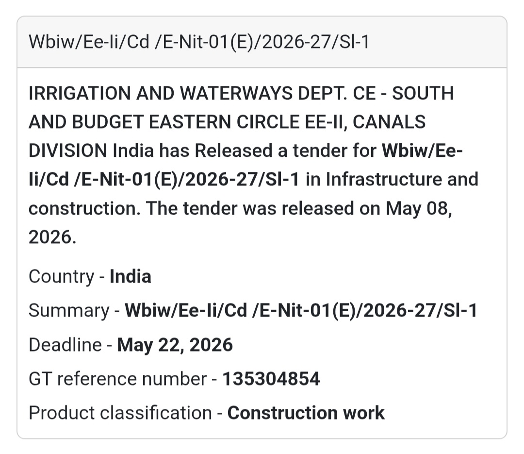 🚧 Heading: Canals Division Infrastructure Tender Notice