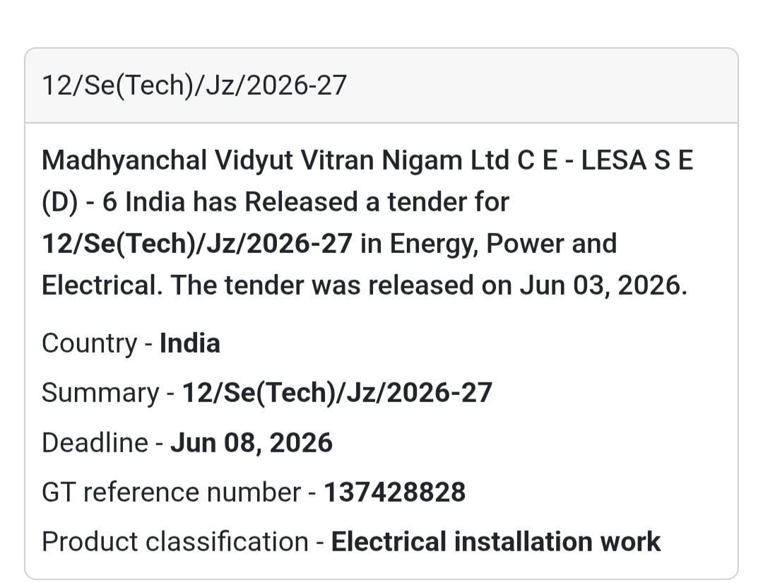 ⚡ Heading: Electrical Installation Work – 12/Se(Tech)/Jz/2026-27