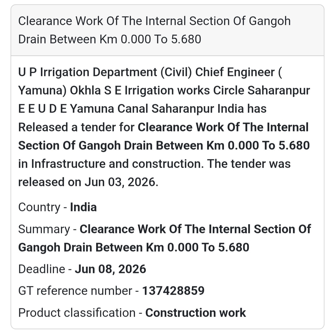 🌊 Heading: Gangoh Drain Clearance & Maintenance Work