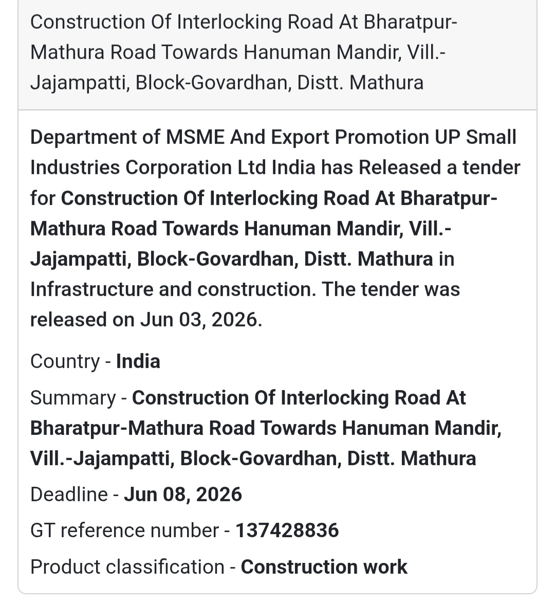 🧱 Heading: Interlocking Road Construction at Govardhan, Mathura