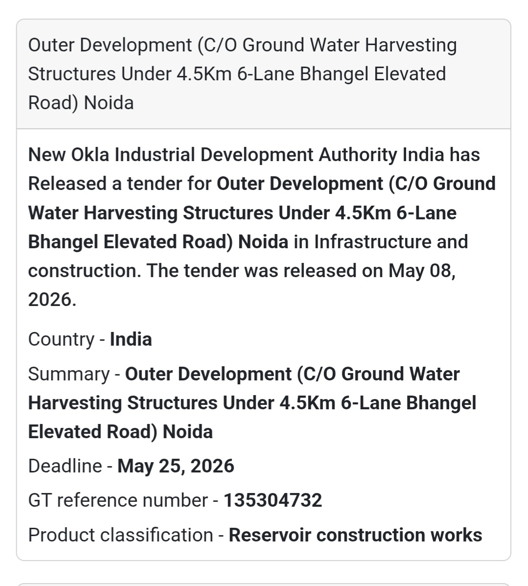 💧 Heading: Outer Development Work For Ground Water Harvesting Structures Under Bhangel Elevated Road Noida