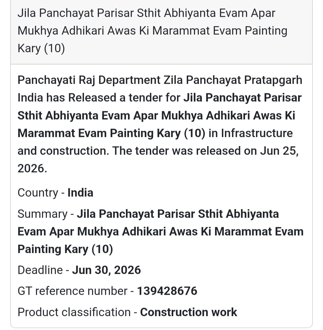 📌 Heading: Repair & Painting of Zila Panchayat Office Buildings – Pratapgarh, Uttar Pradesh