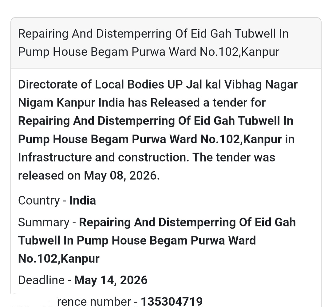 🎨 Heading: Repairing And Distempering Of Eid Gah Tubwell In Pump House Begam Purwa Ward No.102