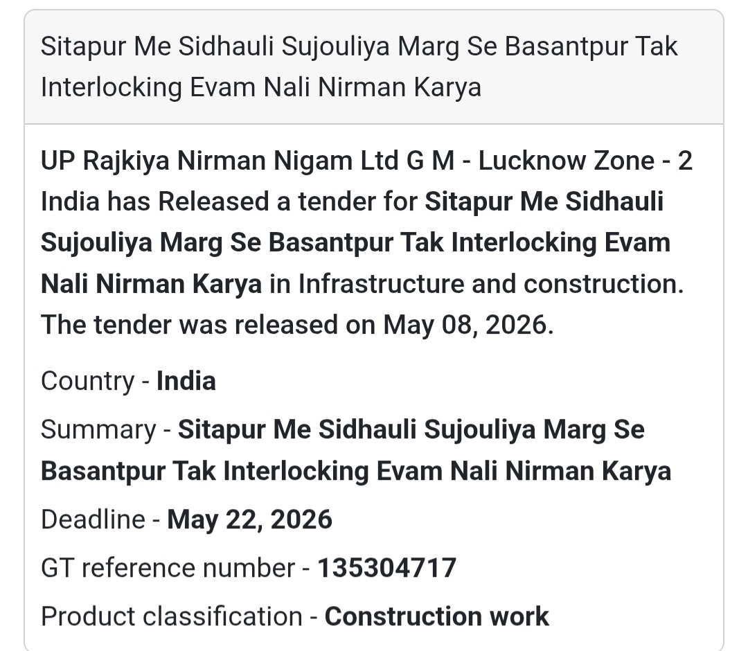 🏗️ Heading: Sitapur Me Sidhauli Sujouliya Marg Se Basantpur Tak Interlocking Evam Nali Nirman Karya