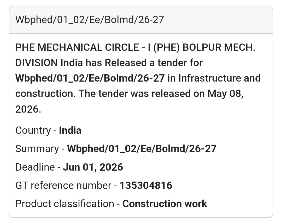 ⚙️ Heading: Wbphed/01_02/Ee/Bolmd/26-27 Infrastructure Tender