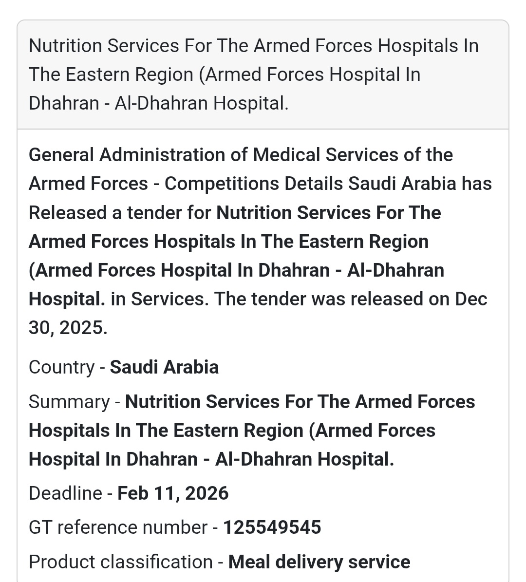 🍽️ Healthcare Catering Services Tender