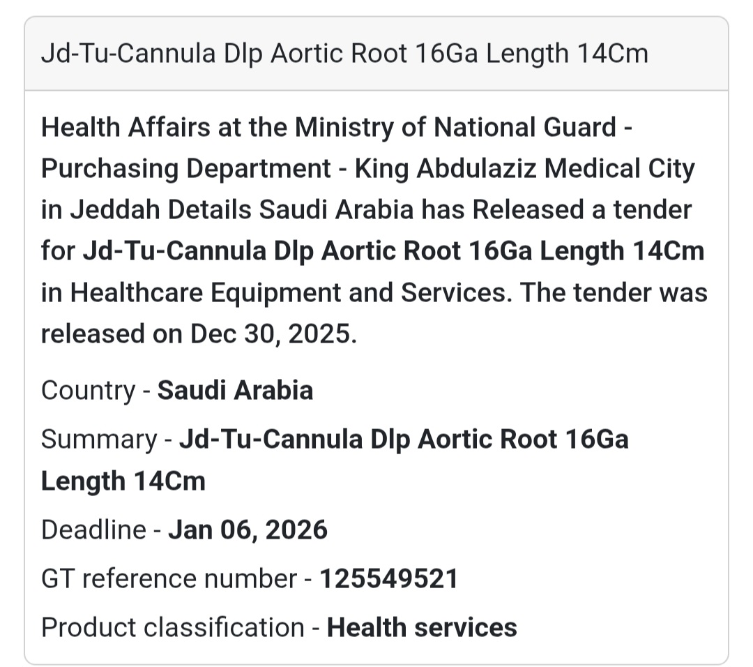 🩺 Healthcare Equipment Tender – Saudi Arabia