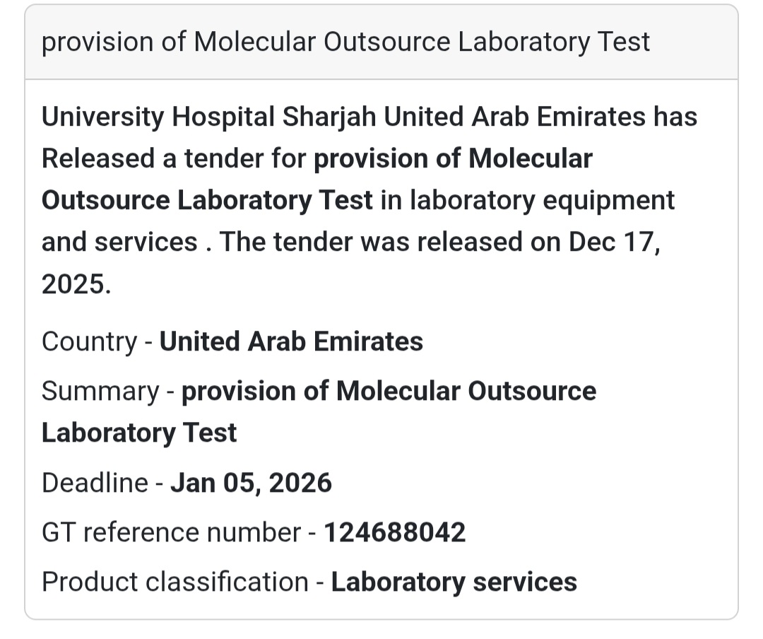 🔔 Healthcare & Laboratory Services Tender | United Arab Emirates 🇦🇪
