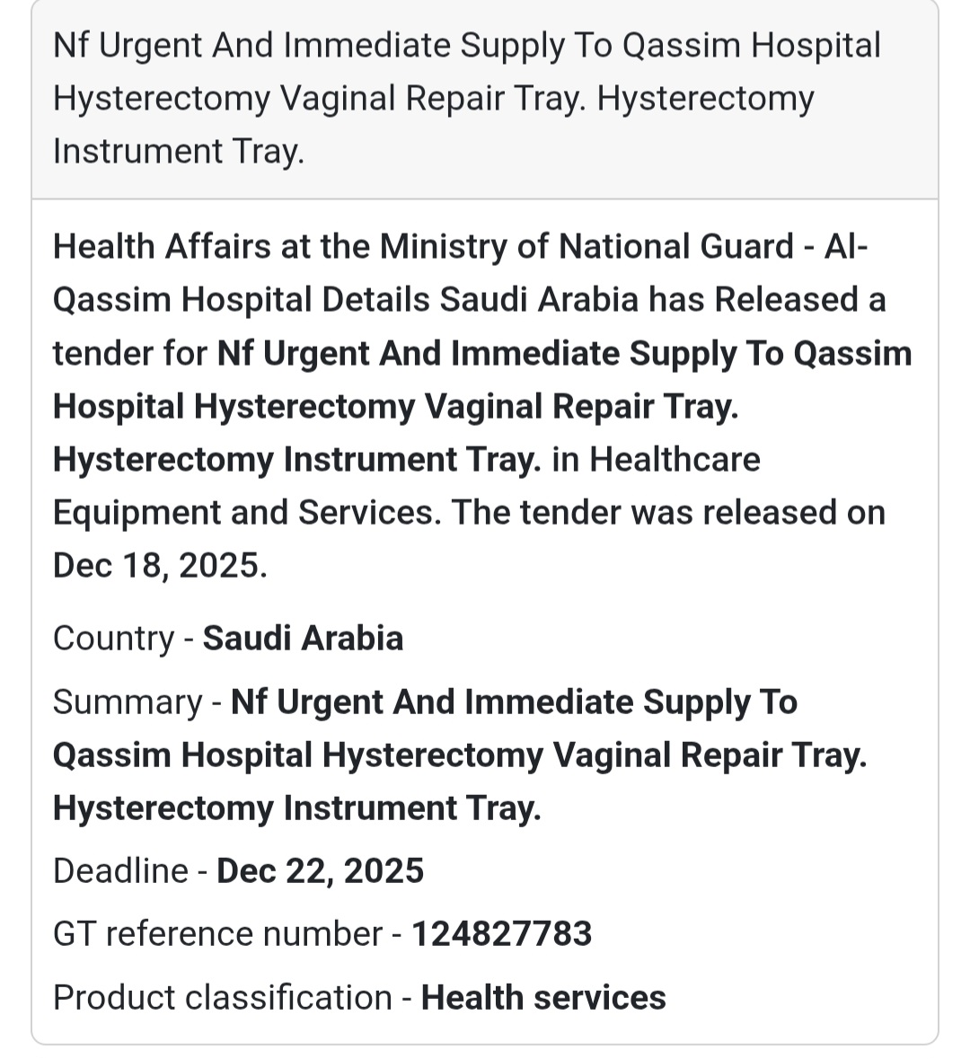 🔔 Healthcare Supply (Urgent) | Saudi Arabia 🇸🇦