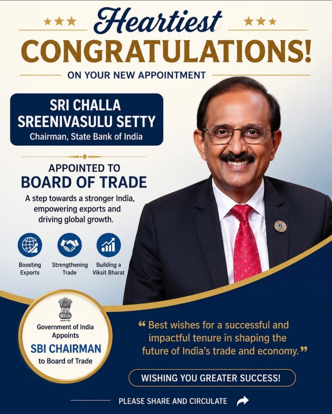 🎉 Heartiest Congratulations to Shri Challa Sreenivasulu Setty! 🇮🇳