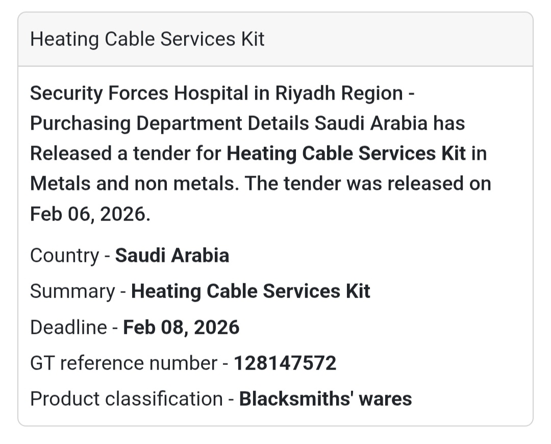 🔥 Heating Cable Services Kit – Hospital Tender