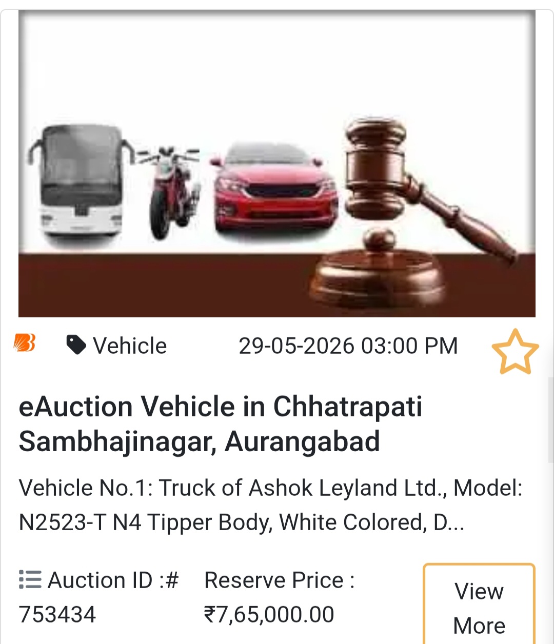 🚛 Heavy Duty Truck – Ashok Leyland (Vehicle No.1)