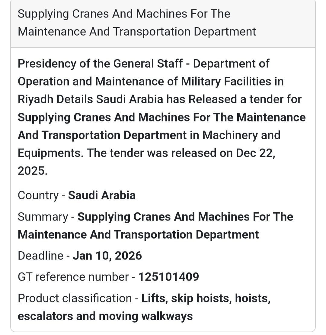 🏗️ Heavy Equipment Supply – Saudi Arabia 🇸🇦