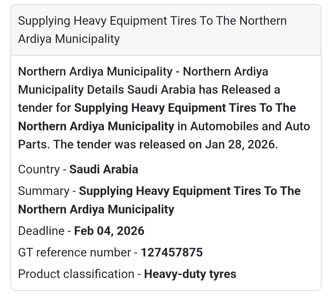 🚜 Heavy Equipment Tires Supply | Northern Ardiya