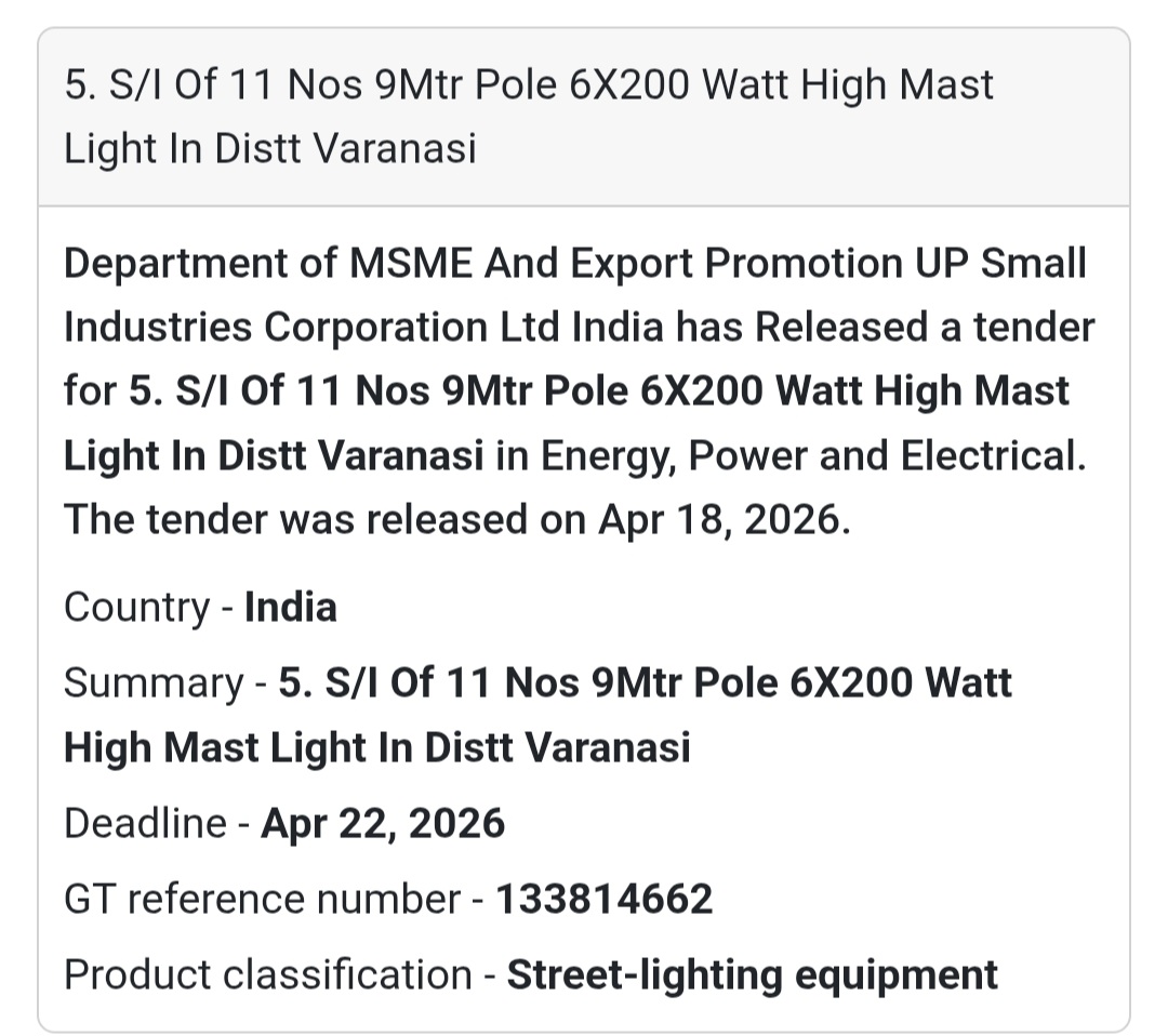 💡 High Mast Lights Installation – Varanasi