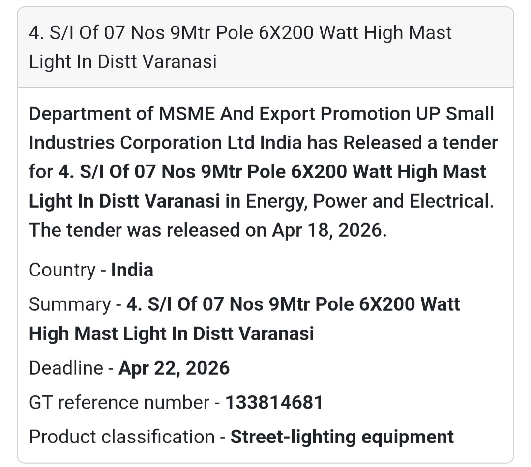 💡 High Mast Lights – Varanasi