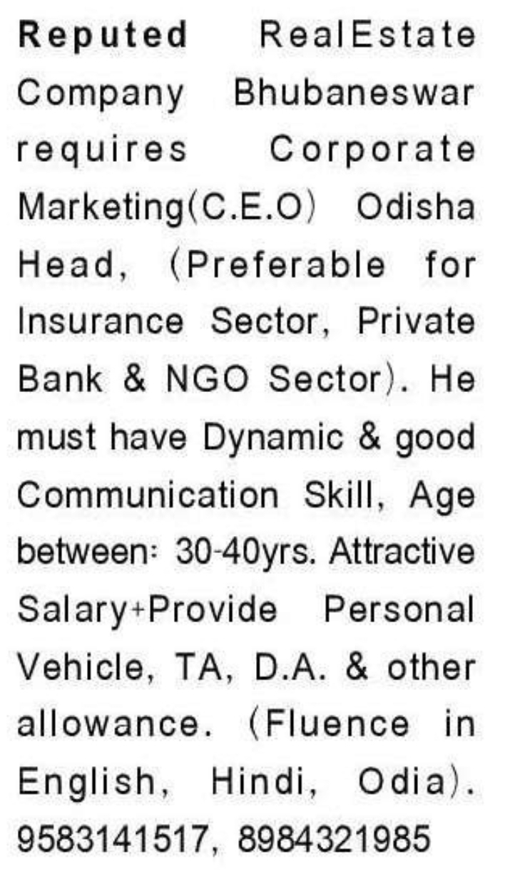 💼 Hiring | Corporate Marketing Head (CEO)