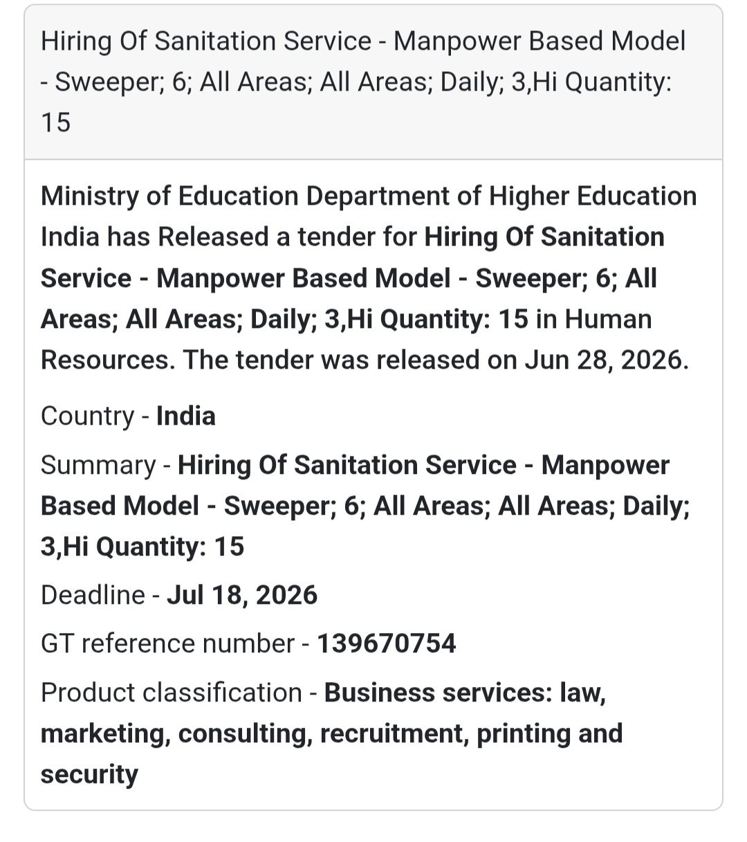 🧹 Hiring of Sanitation Services | India 🇮🇳