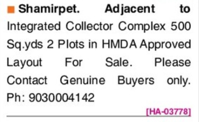 🏡✨ HMDA APPROVED PLOTS FOR SALE – SHAMIRPET