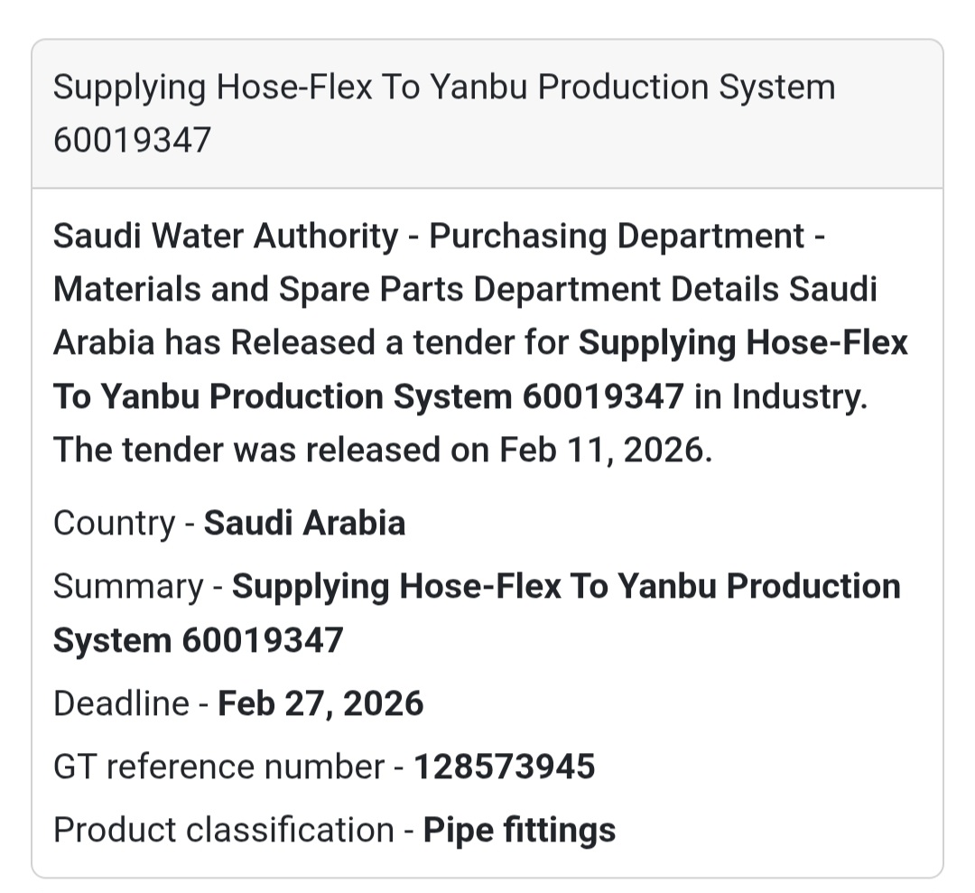 🔩 Hose-Flex Supply – Yanbu Production System (60019347)