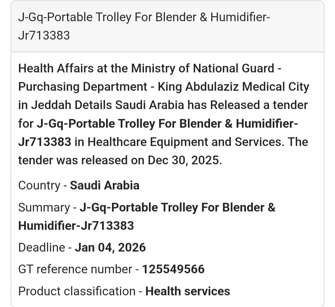 🛒 Hospital Accessories Tender
