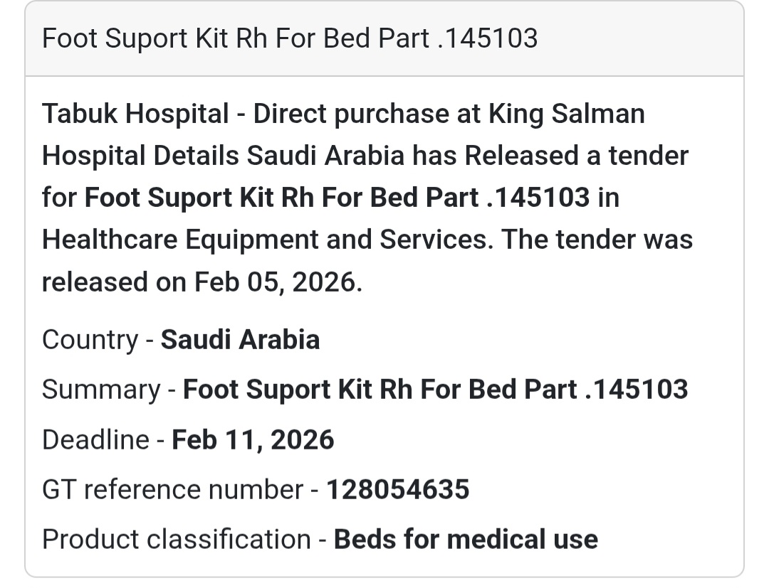 🛏 Hospital Bed Accessories Tender
