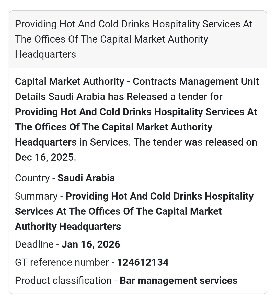 🔔 Hospitality Services Tender | Saudi Arabia 🇸🇦