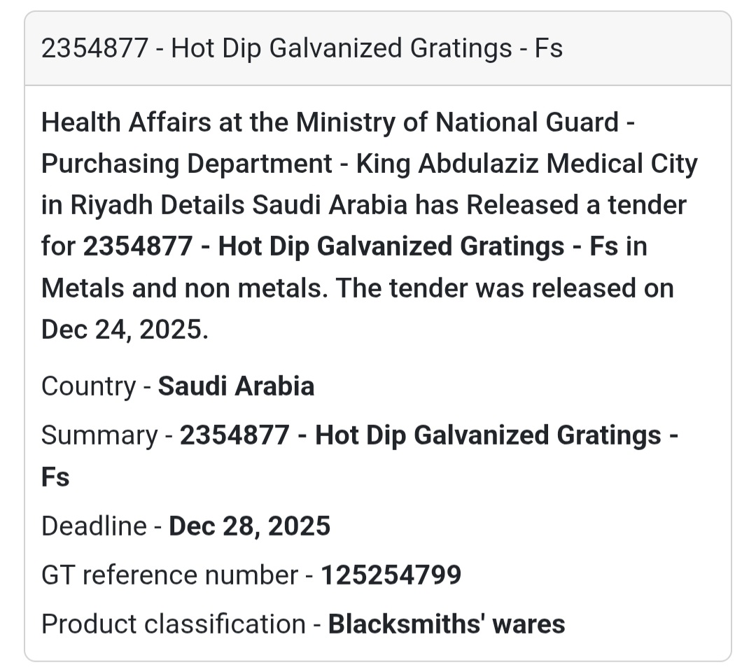 🔩 Hot Dip Galvanized Gratings – KAMC Riyadh 🇸🇦