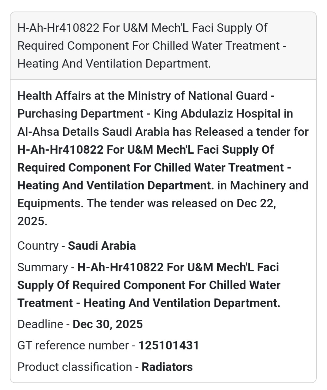 ❄️ HVAC & Mechanical Components – Saudi Arabia 🇸🇦
