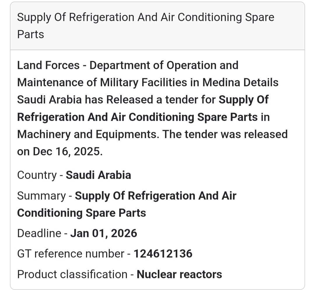 🔔 HVAC Spare Parts Tender | Saudi Arabia 🇸🇦