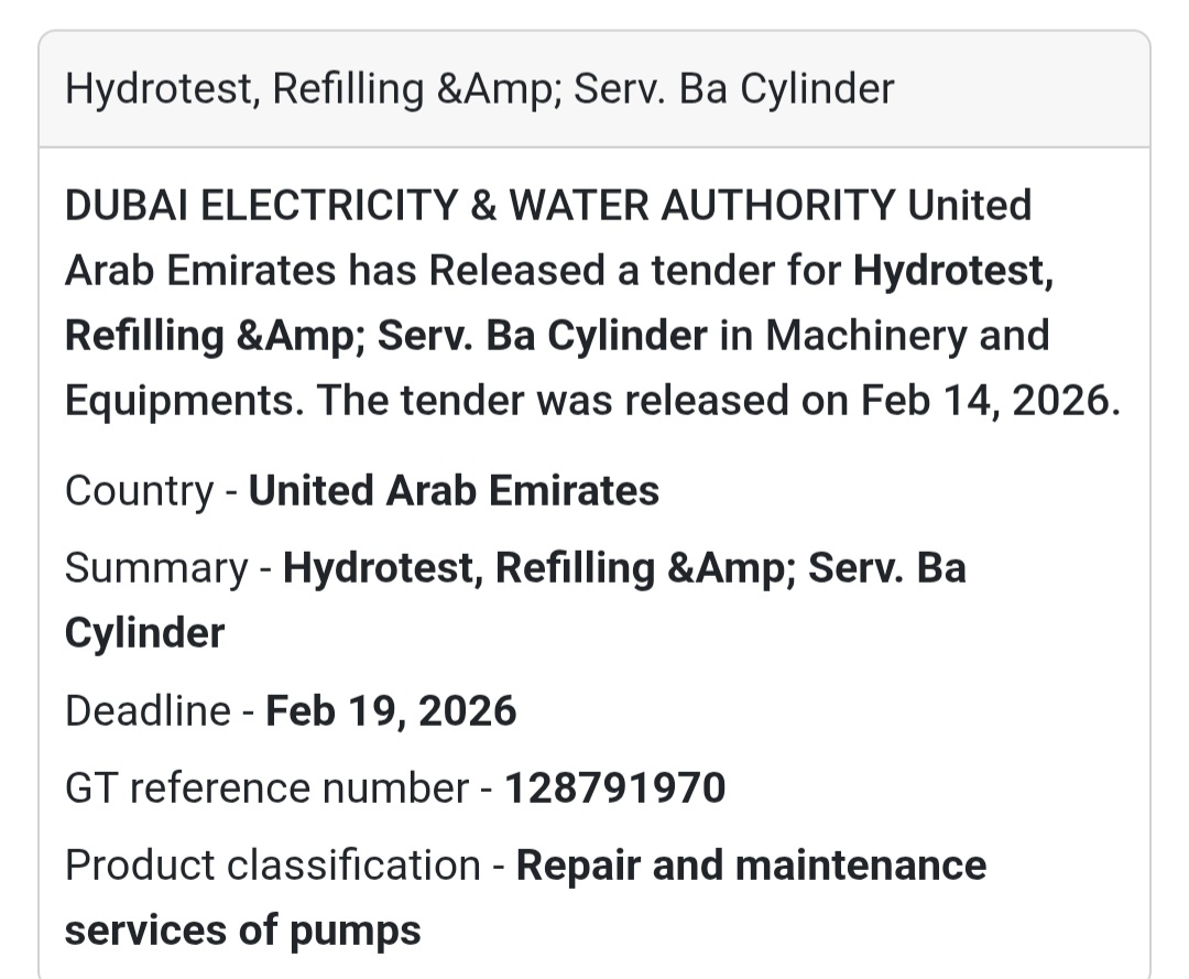🔧 Hydrotest, Refilling & Serv. BA Cylinder – UAE