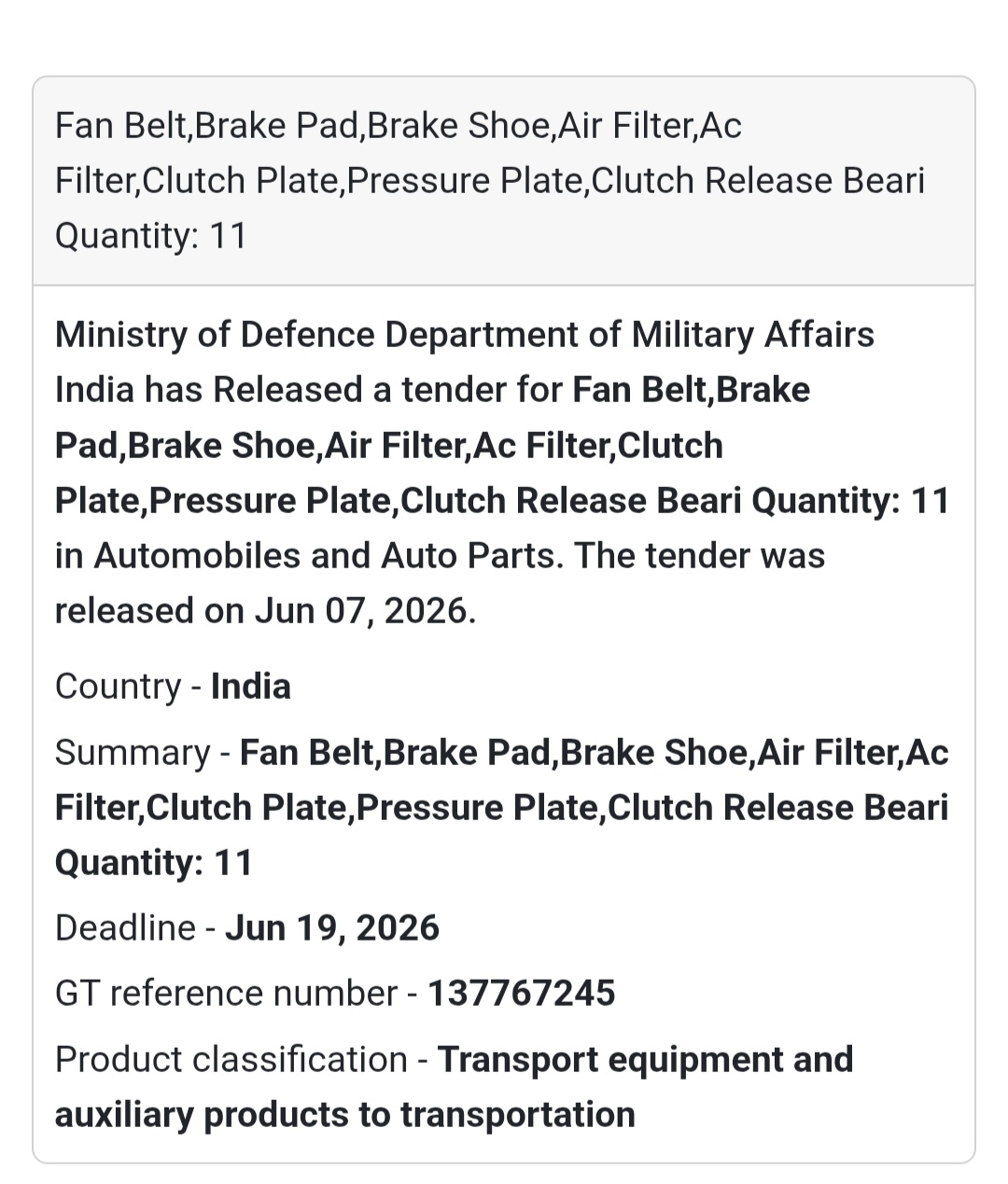 📍 India | Fan Belt, Brake Pad, Air Filter & Clutch Components