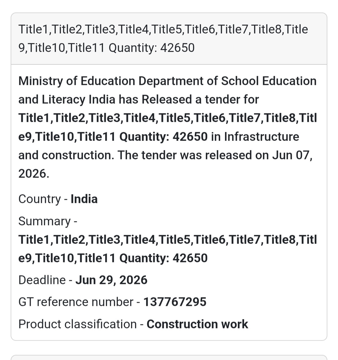 📍 India | Infrastructure Construction Works 🏗️ Tender Alert – Ministry of Education